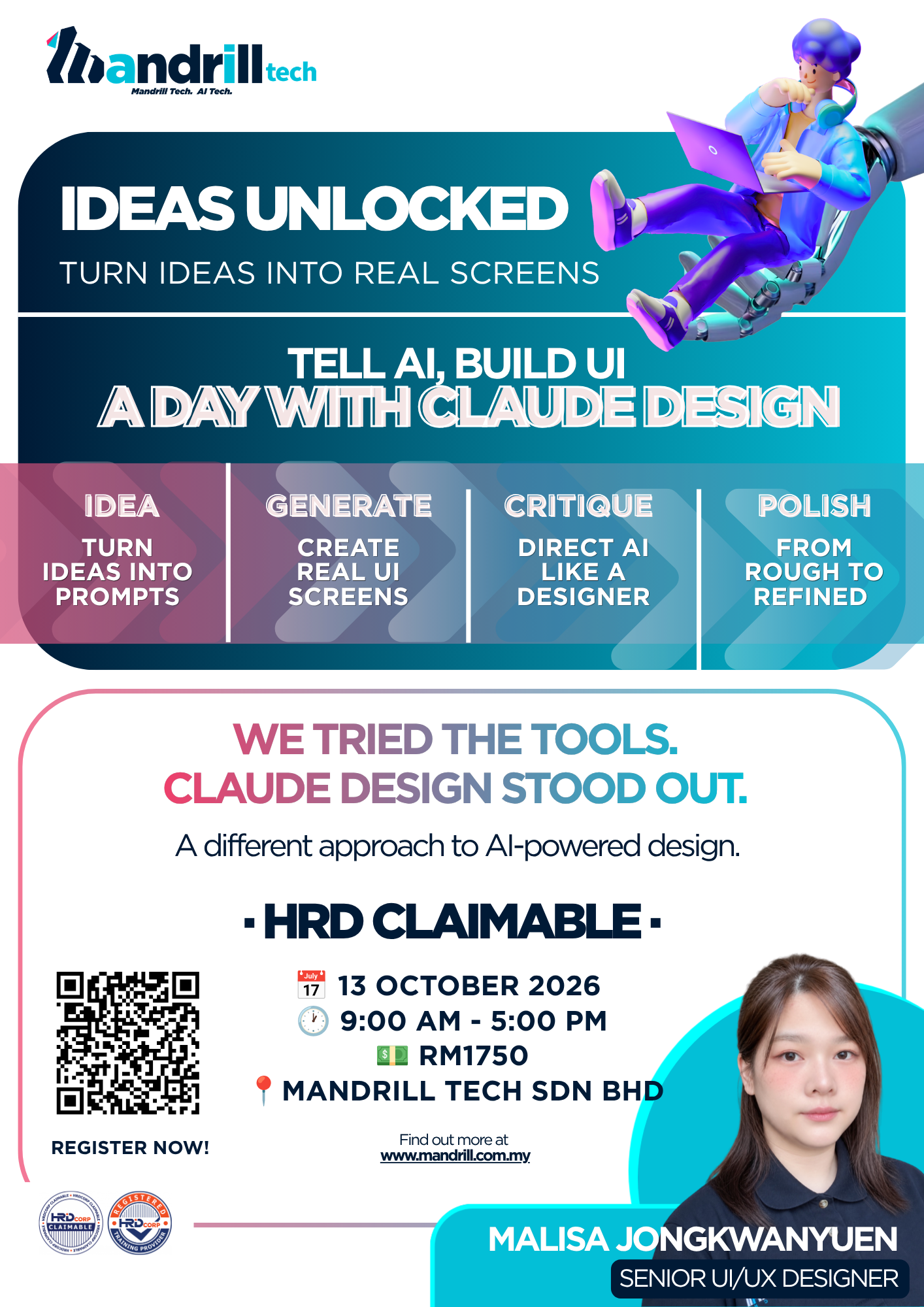 Tell AI Build UI — A Day with Claude Design event poster